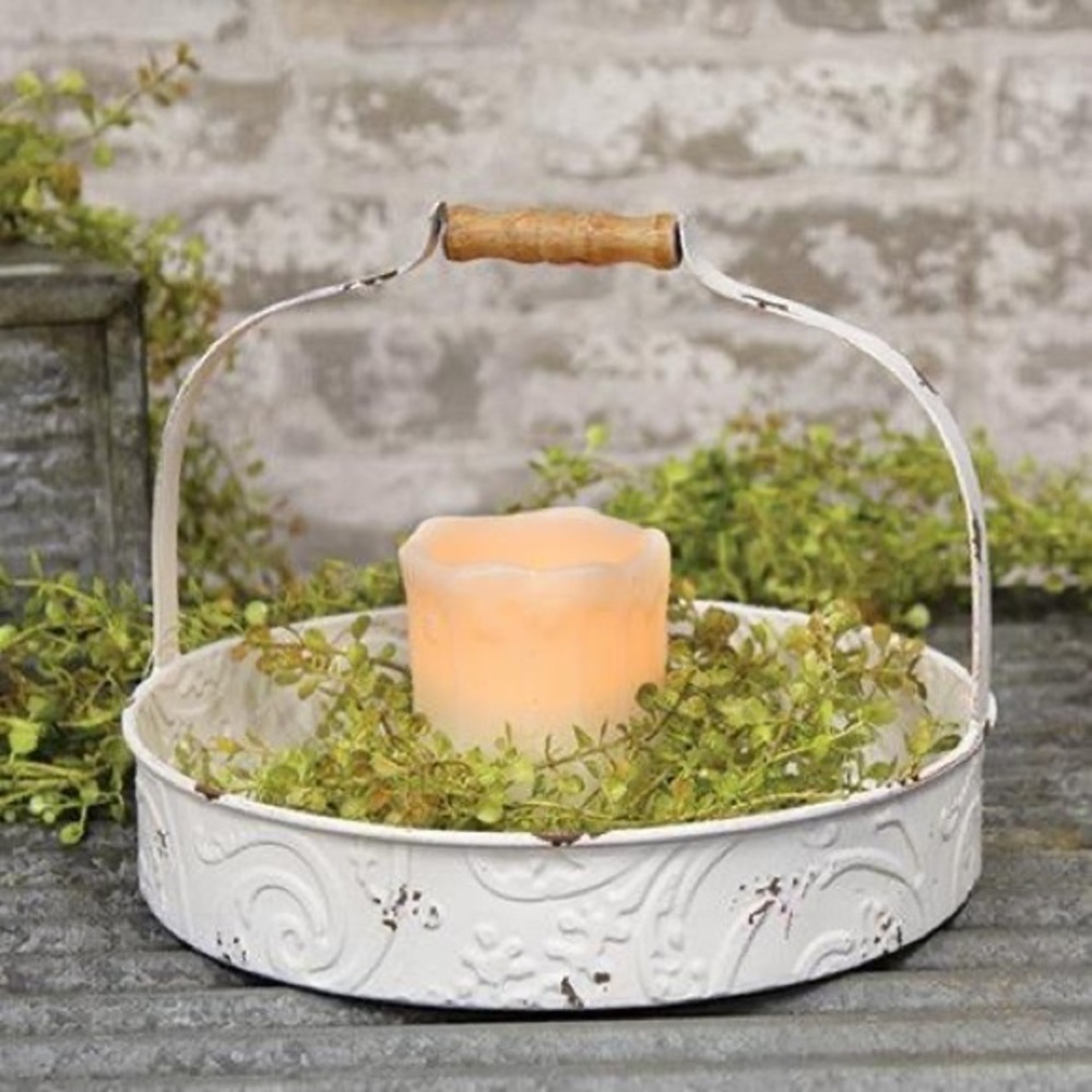 Nwt Shabby Chic Ornate Metal Tray With Handle G6